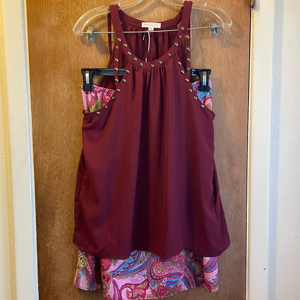 Socialite Tank Sz L and Tower Hill Collection Elastic Waist Skirt Sz M See Discr